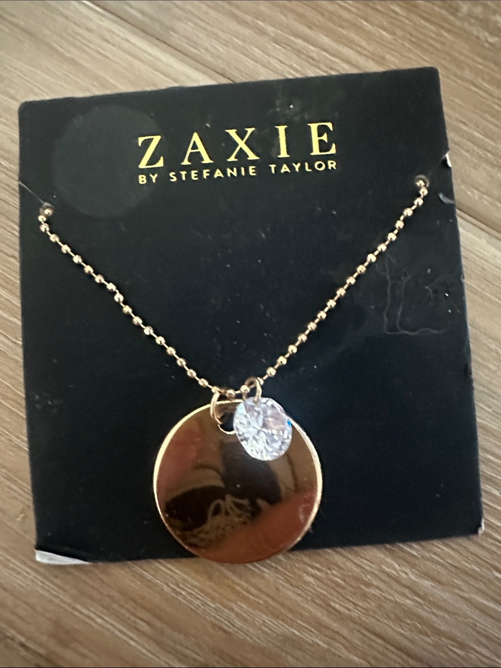 Zaxie by Stephanie Taylor Disc/CZ Charm Necklace New